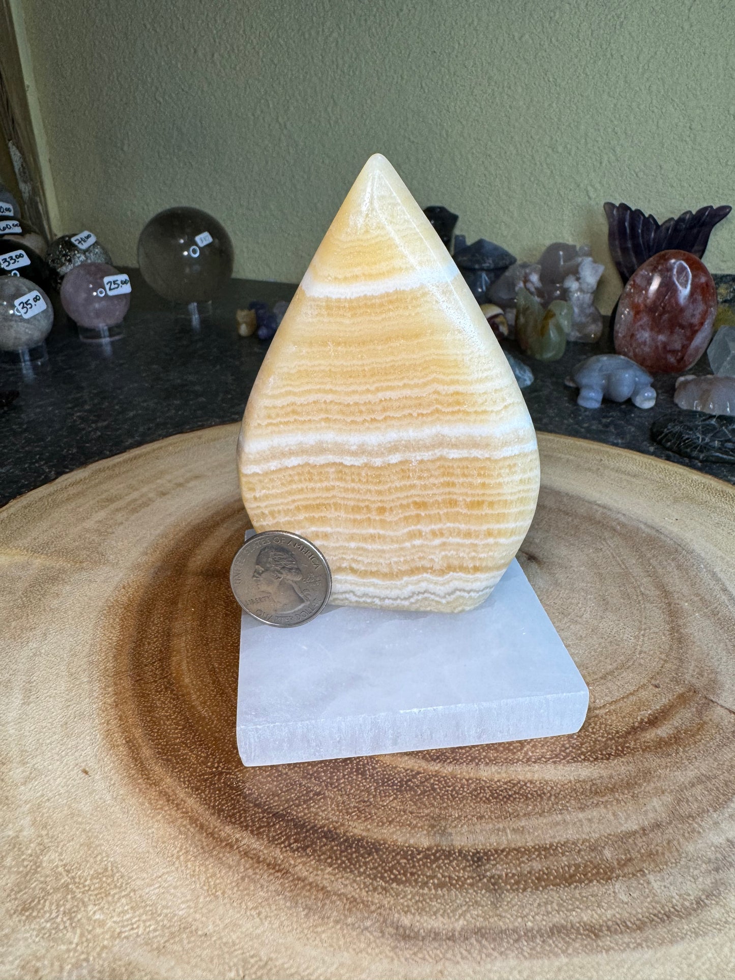 Banded Orange Calcite Teardrop
