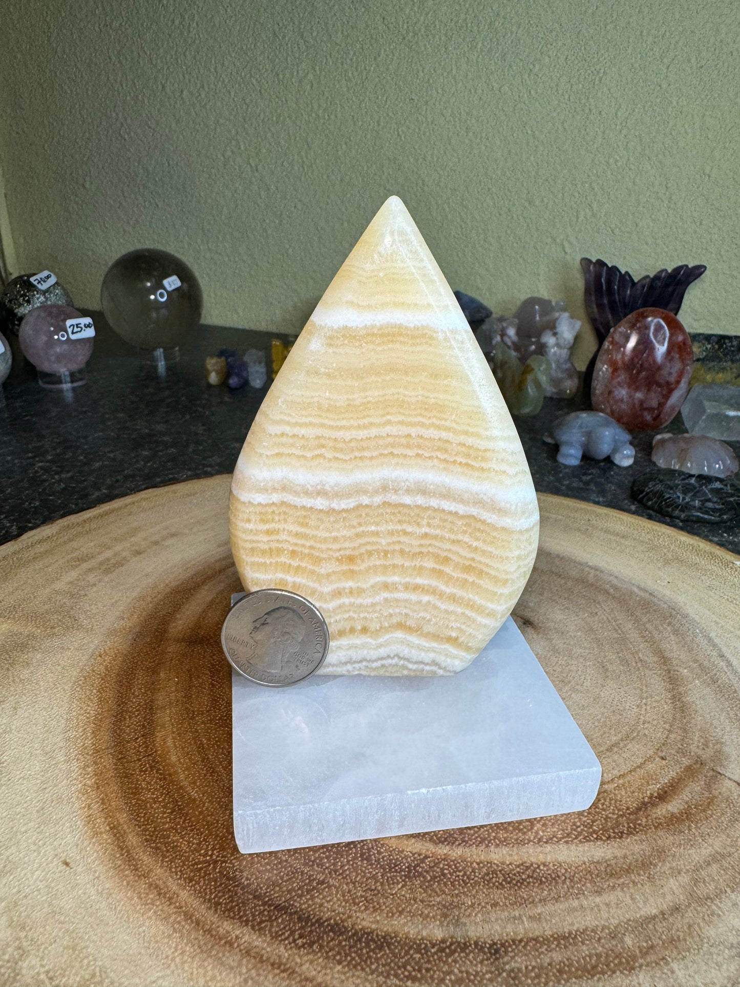 Banded Orange Calcite Teardrop