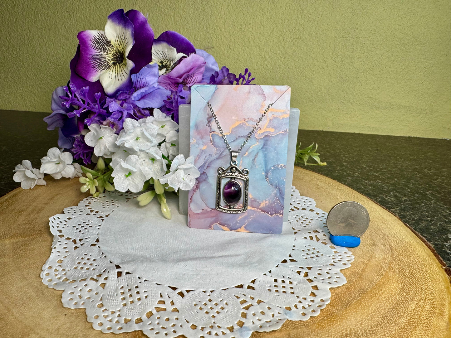 Rainbow Fluorite Frame Necklace