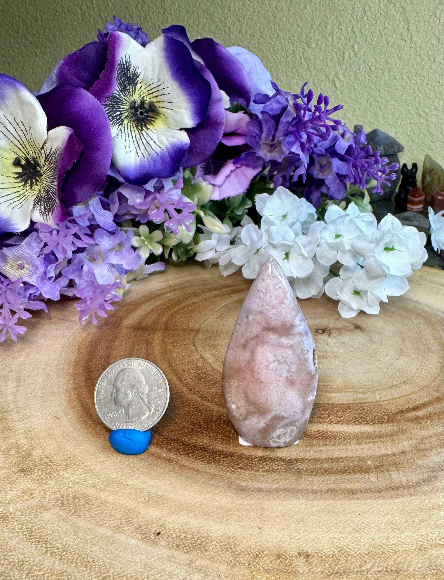 Pink Amethyst & Flower Agate Teardrop
