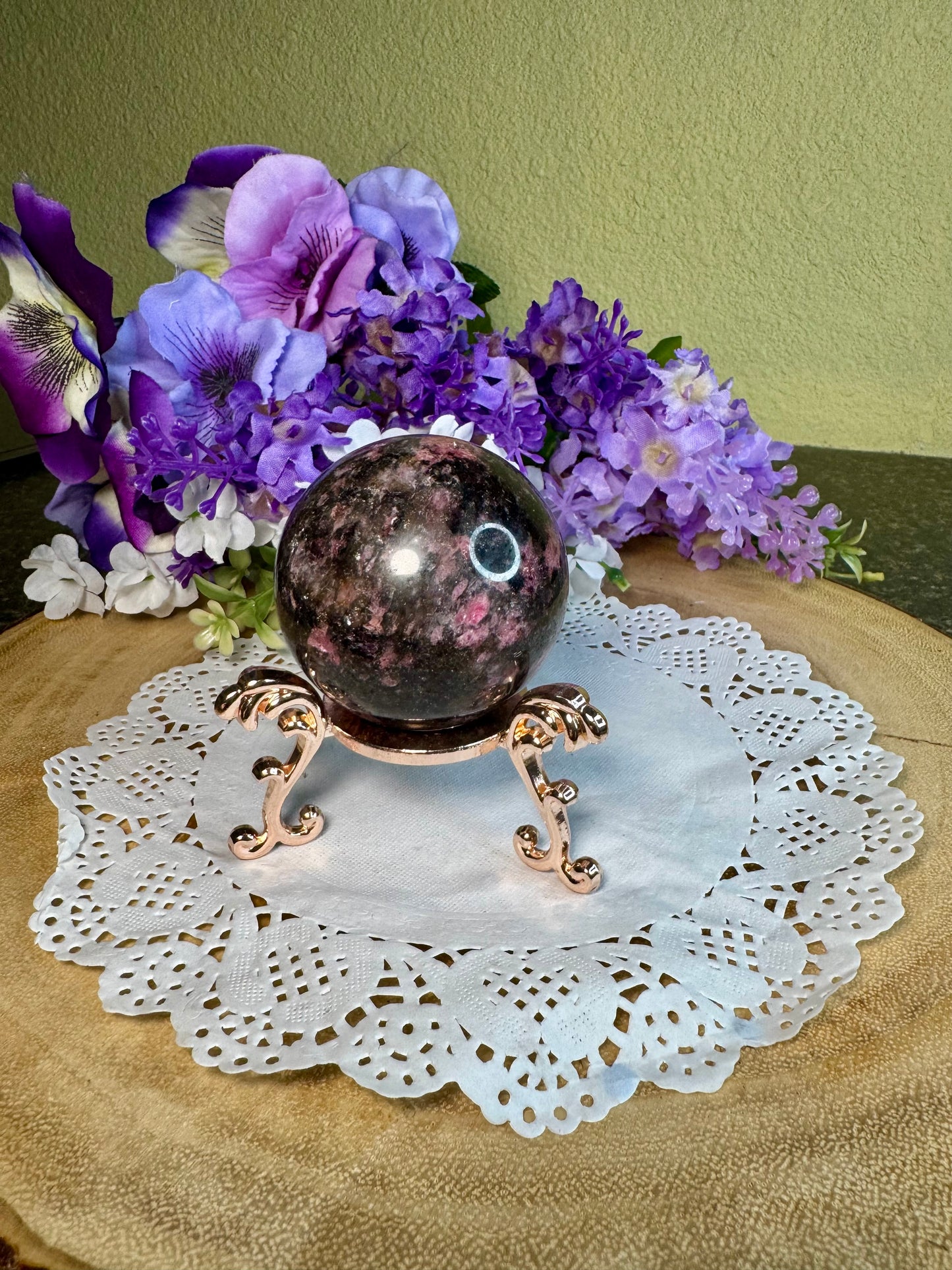 Rhodonite & Quartz Sphere