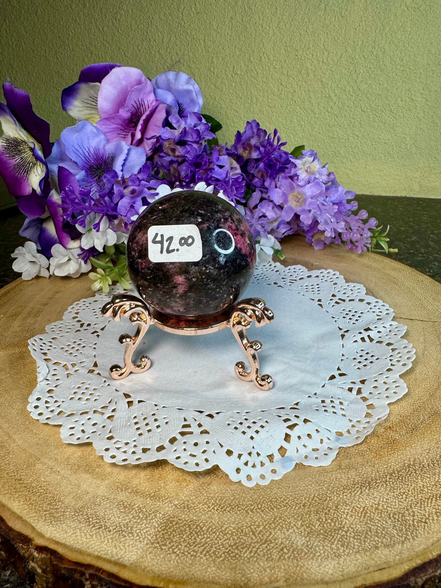 Rhodonite & Quartz Sphere