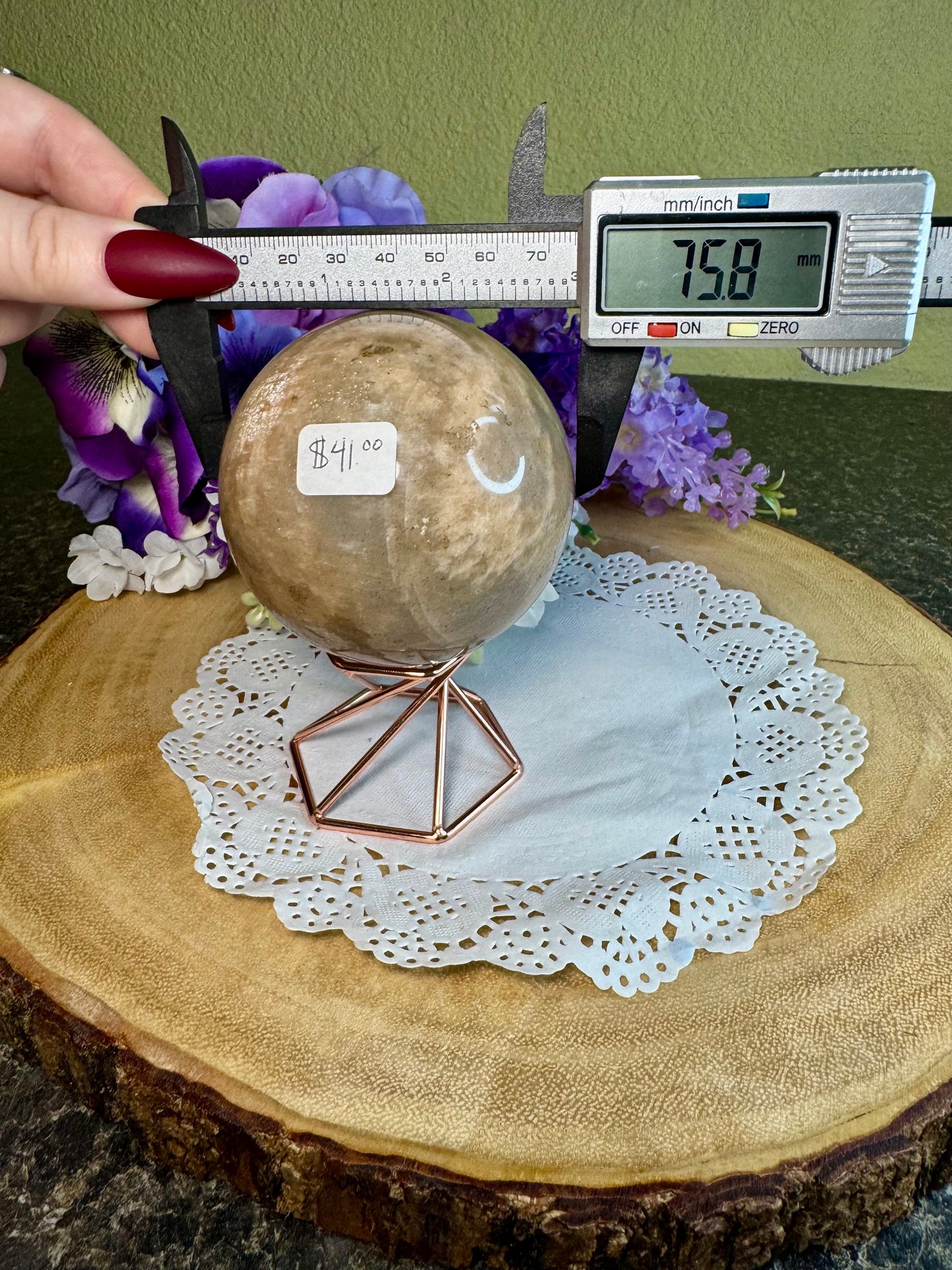 HQ Peach Moonstone Spheres