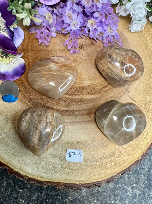 Peach Moonstone Hearts