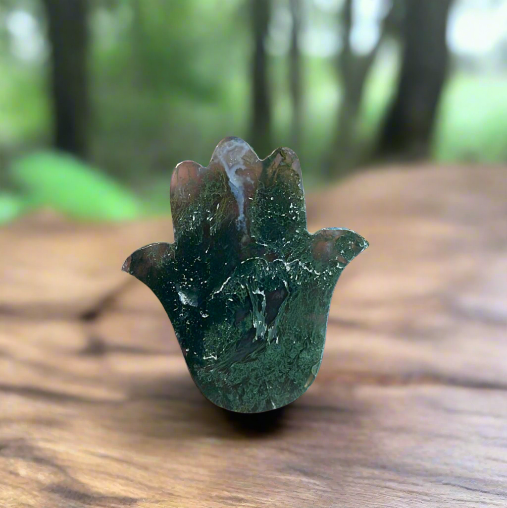 Moss Agate Hamsa