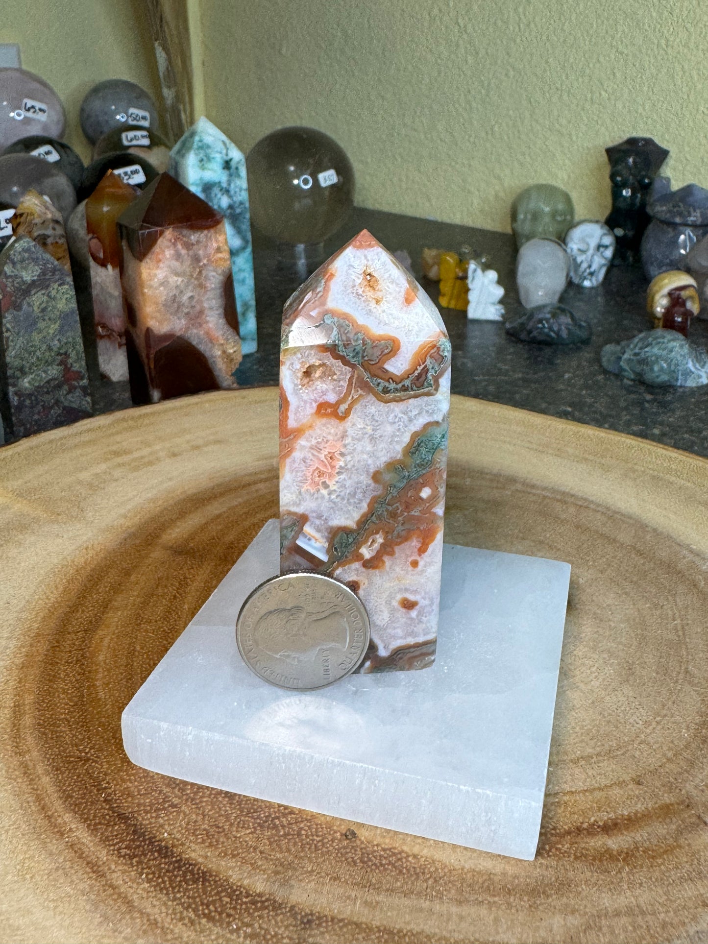 Moss Agate x Carnelian Tower