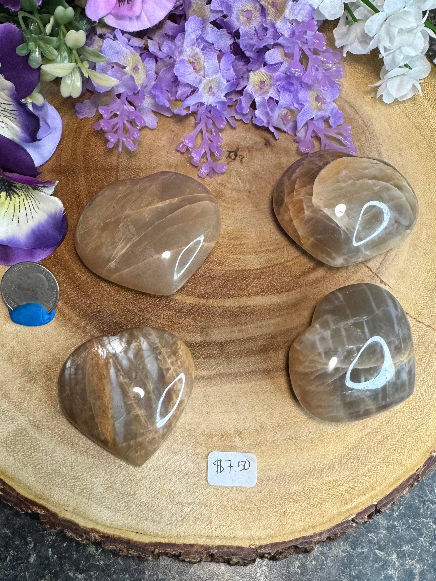 Peach Moonstone Hearts