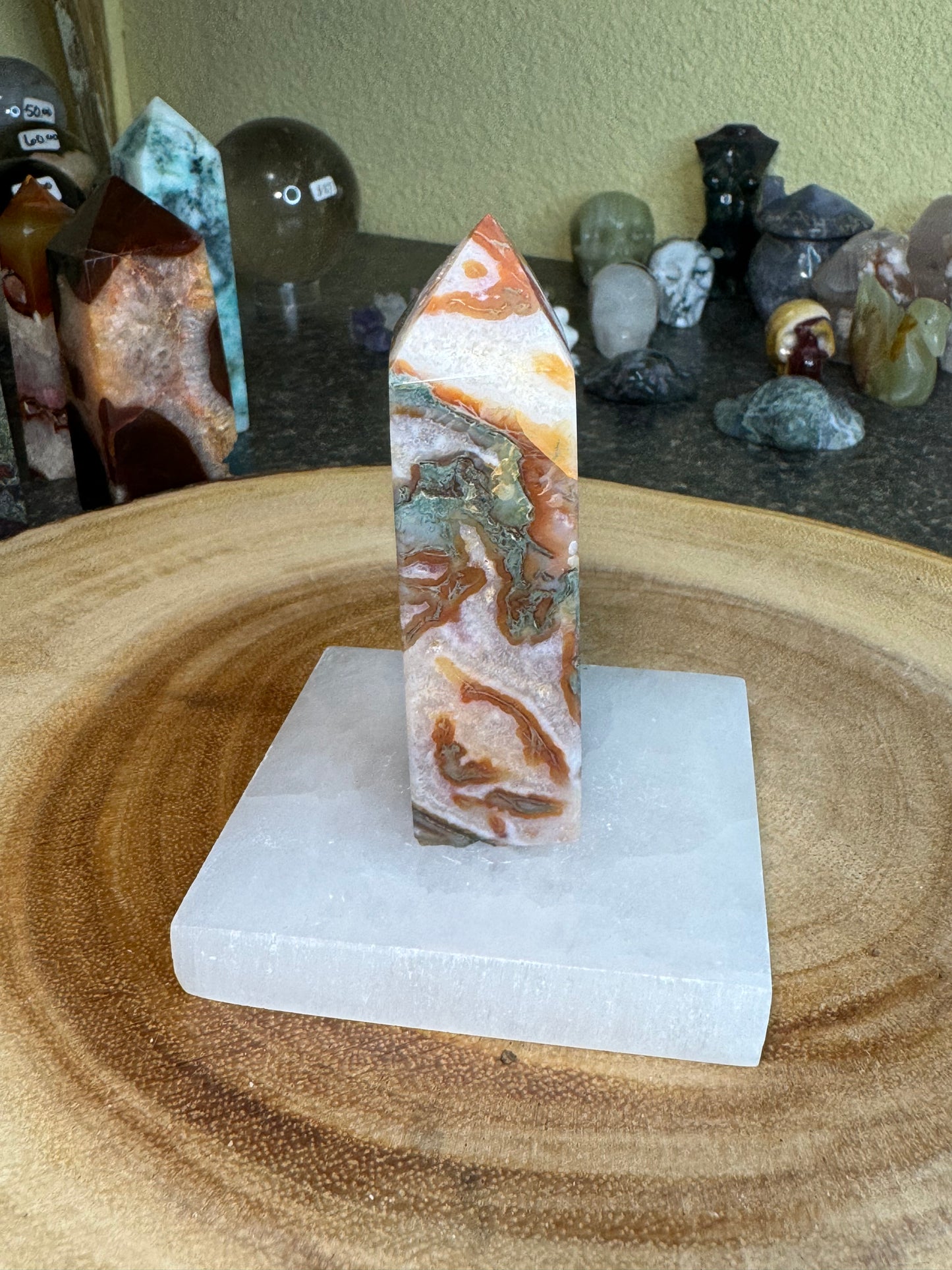Moss Agate x Carnelian Tower