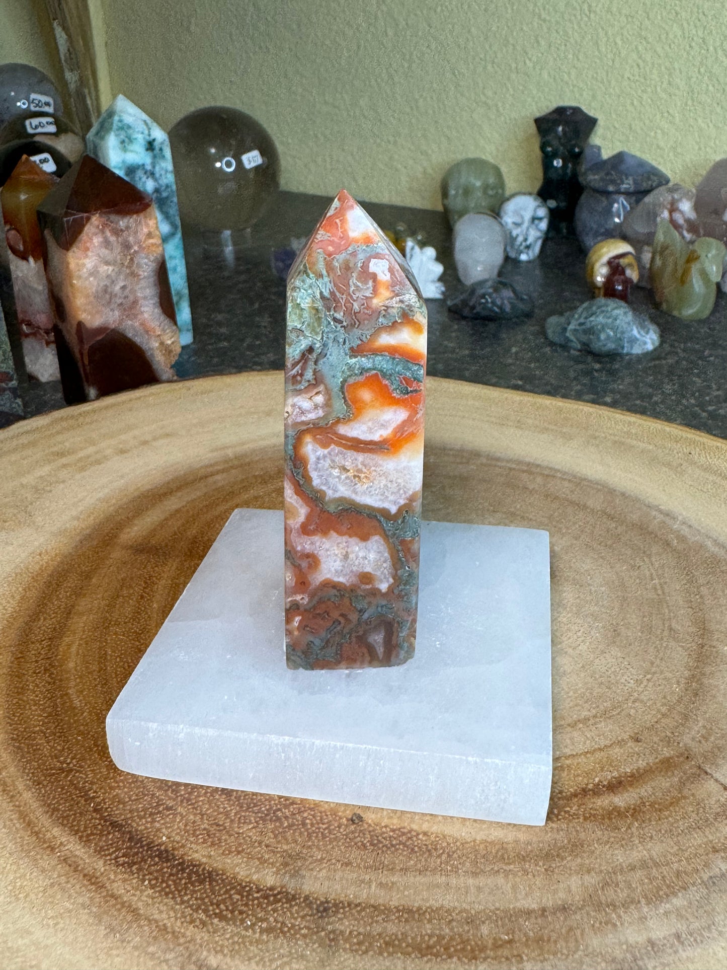 Moss Agate x Carnelian Tower