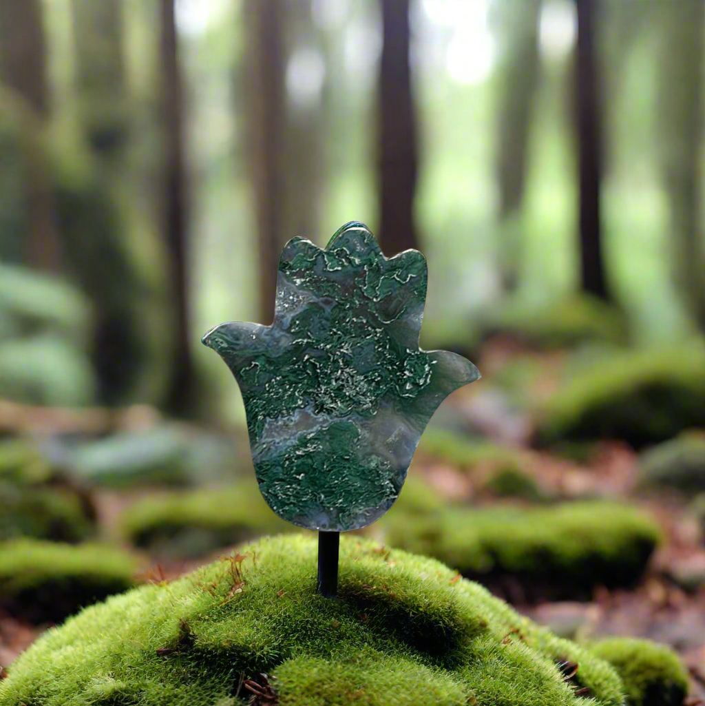 Moss Agate Hamsa