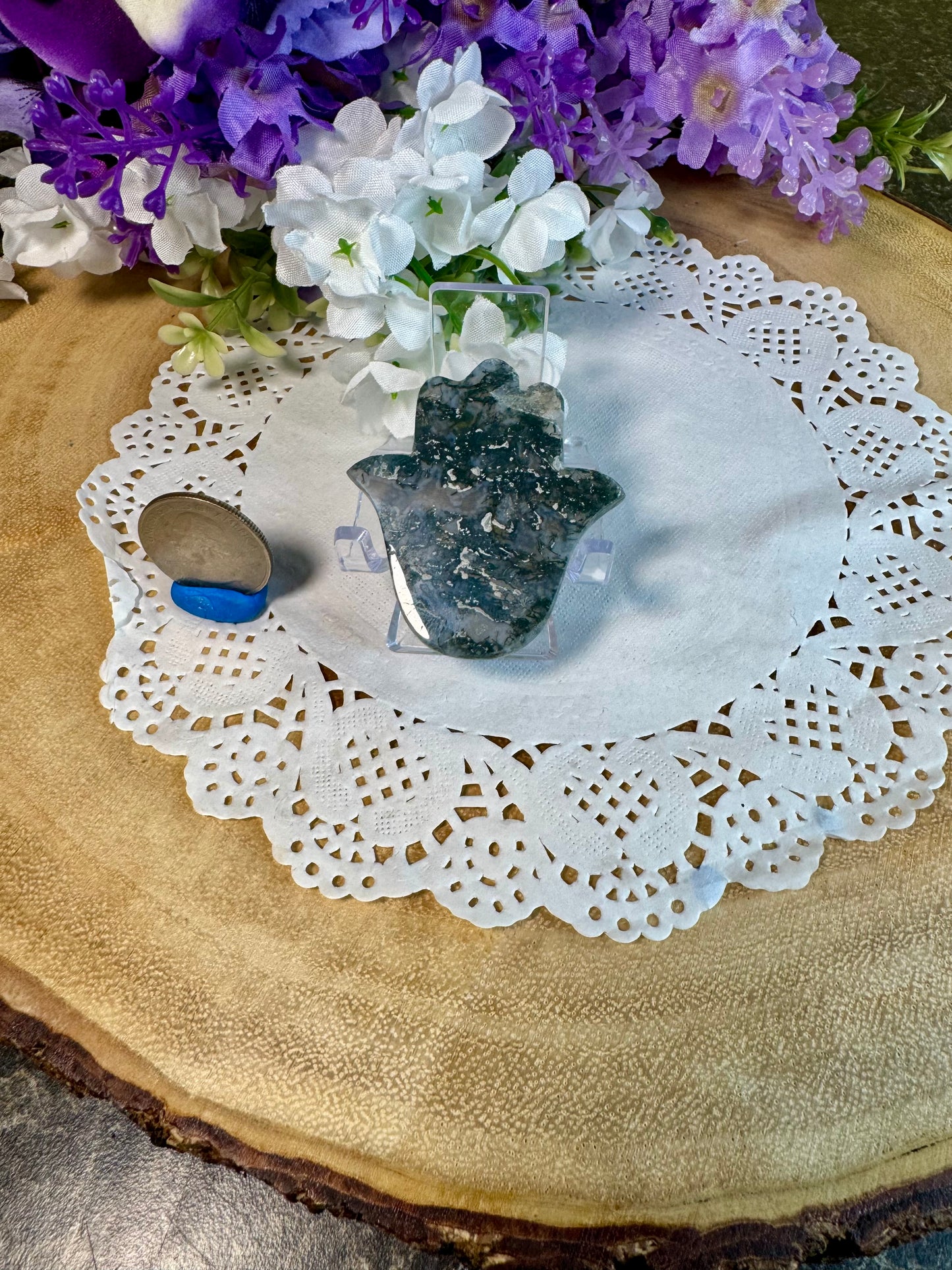 Moss Agate Hamsa