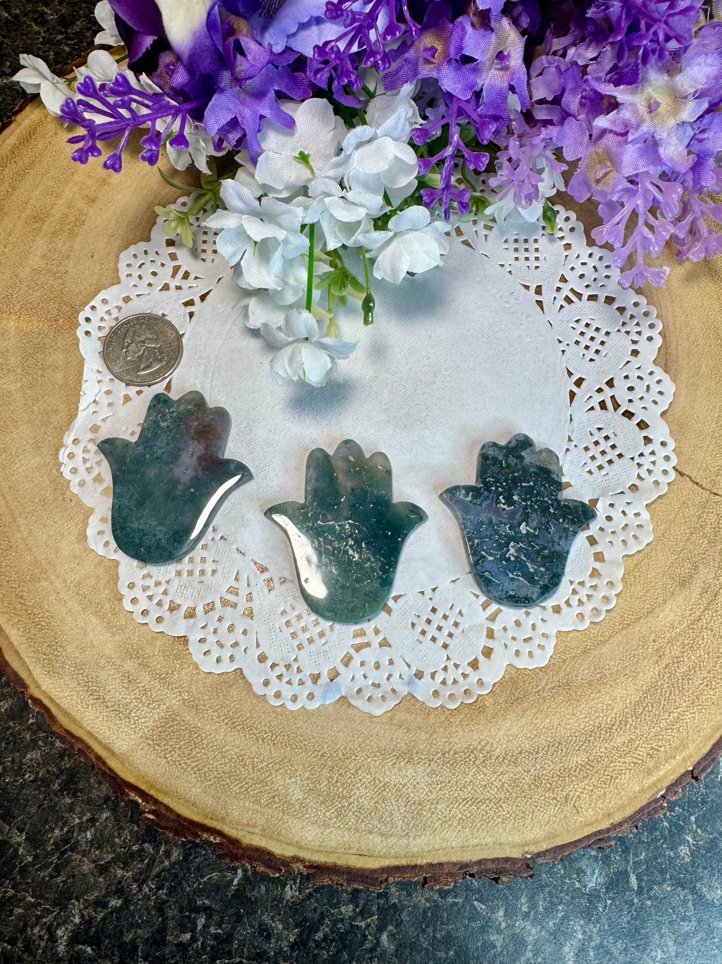 Moss Agate Hamsa