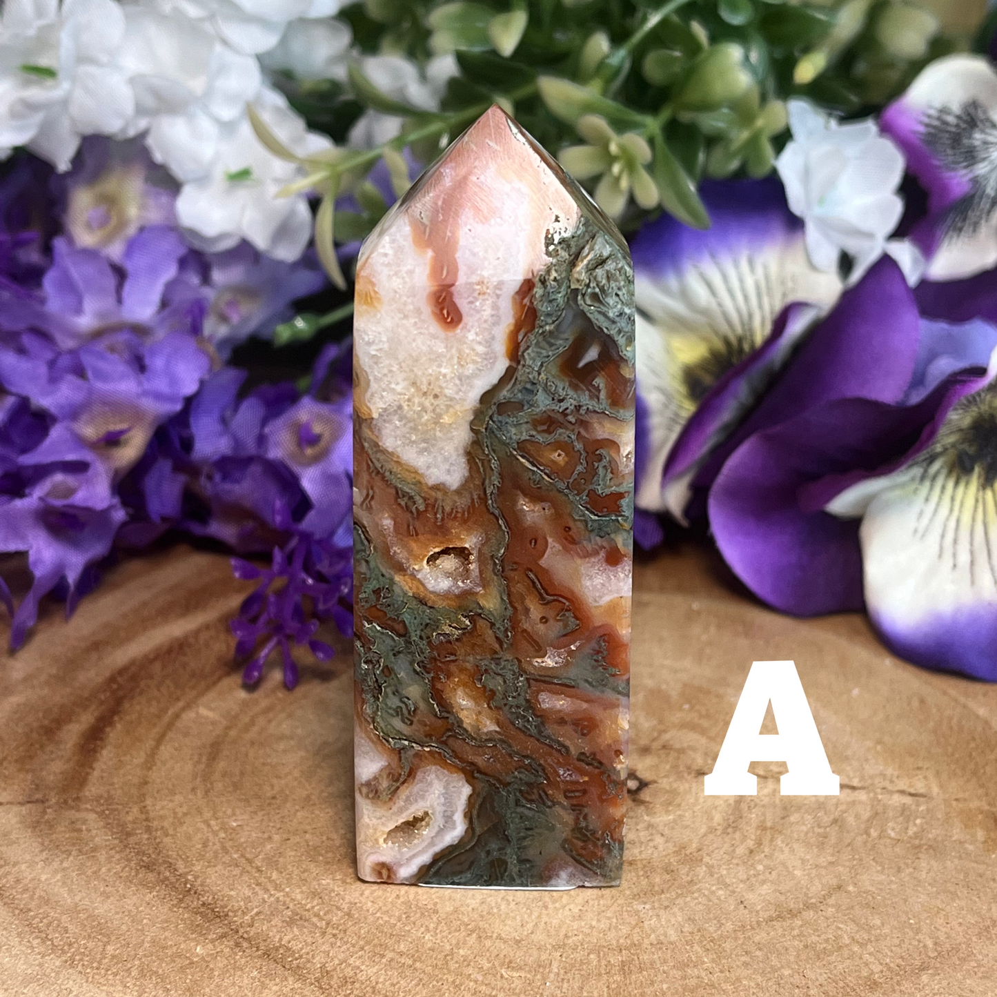 Moss Agate x Carnelian Tower