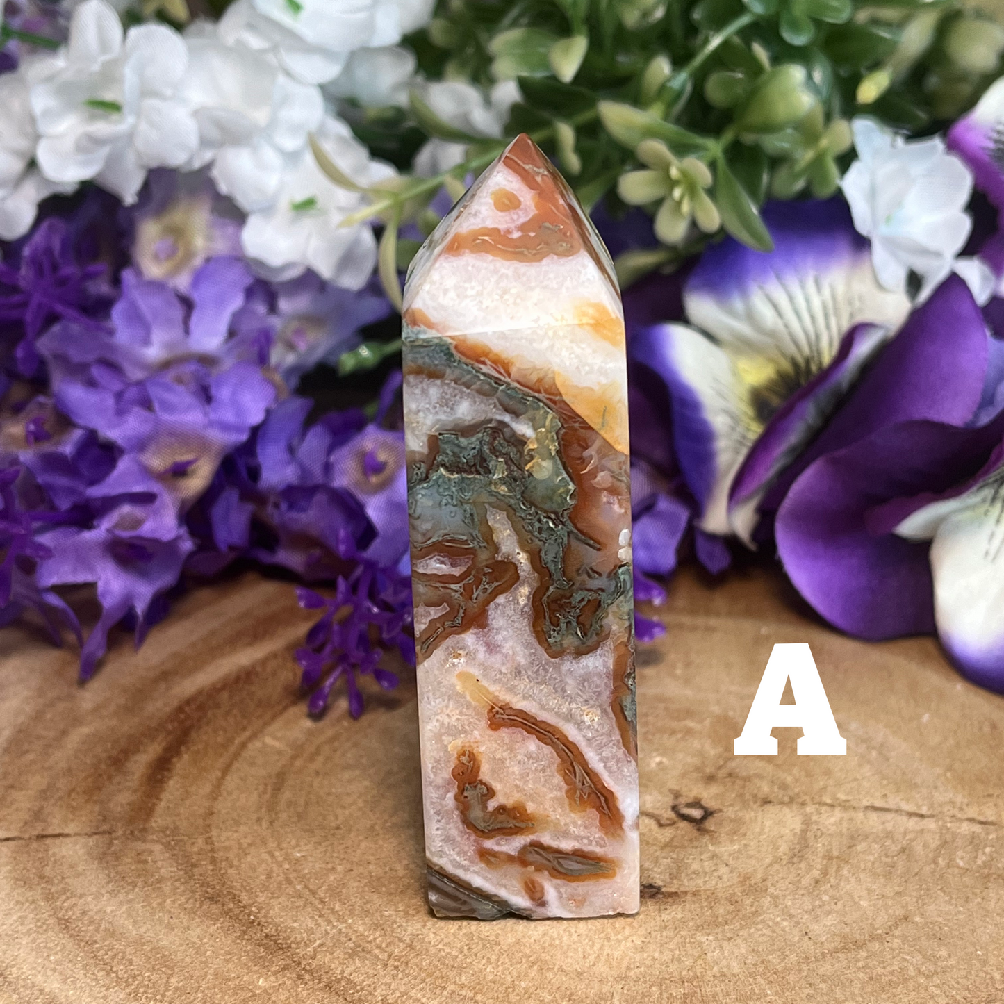 Moss Agate x Carnelian Tower