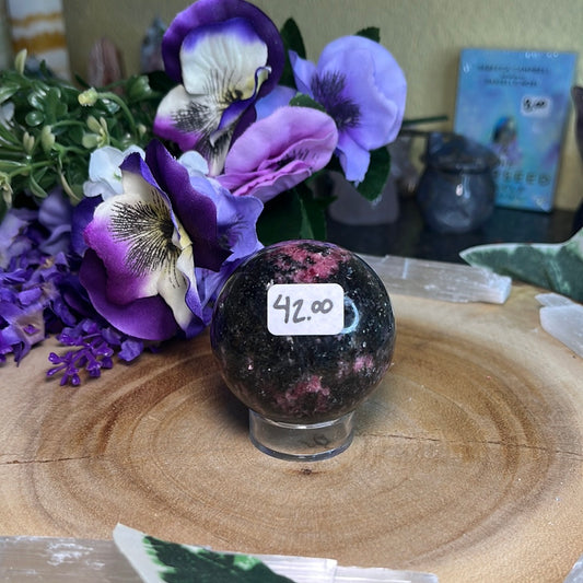 Icy Rhodonite Sphere