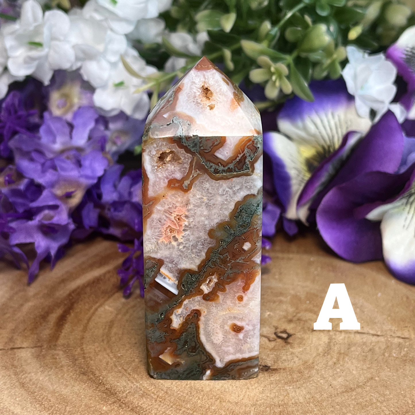 Moss Agate x Carnelian Tower